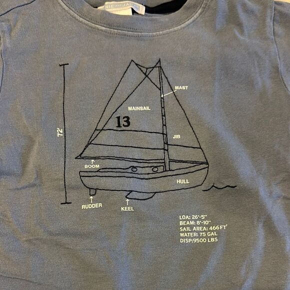 Janie and Jack Boys Nautical Graphic Tee - Blue: Size 18-24 Months - Picture 2 of 6